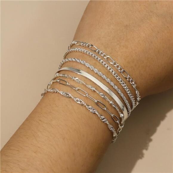 Reoxvo Dainty Bracelets for Women Trendy, Sterling Silver Plated Brass Link - Picture 4 of 7